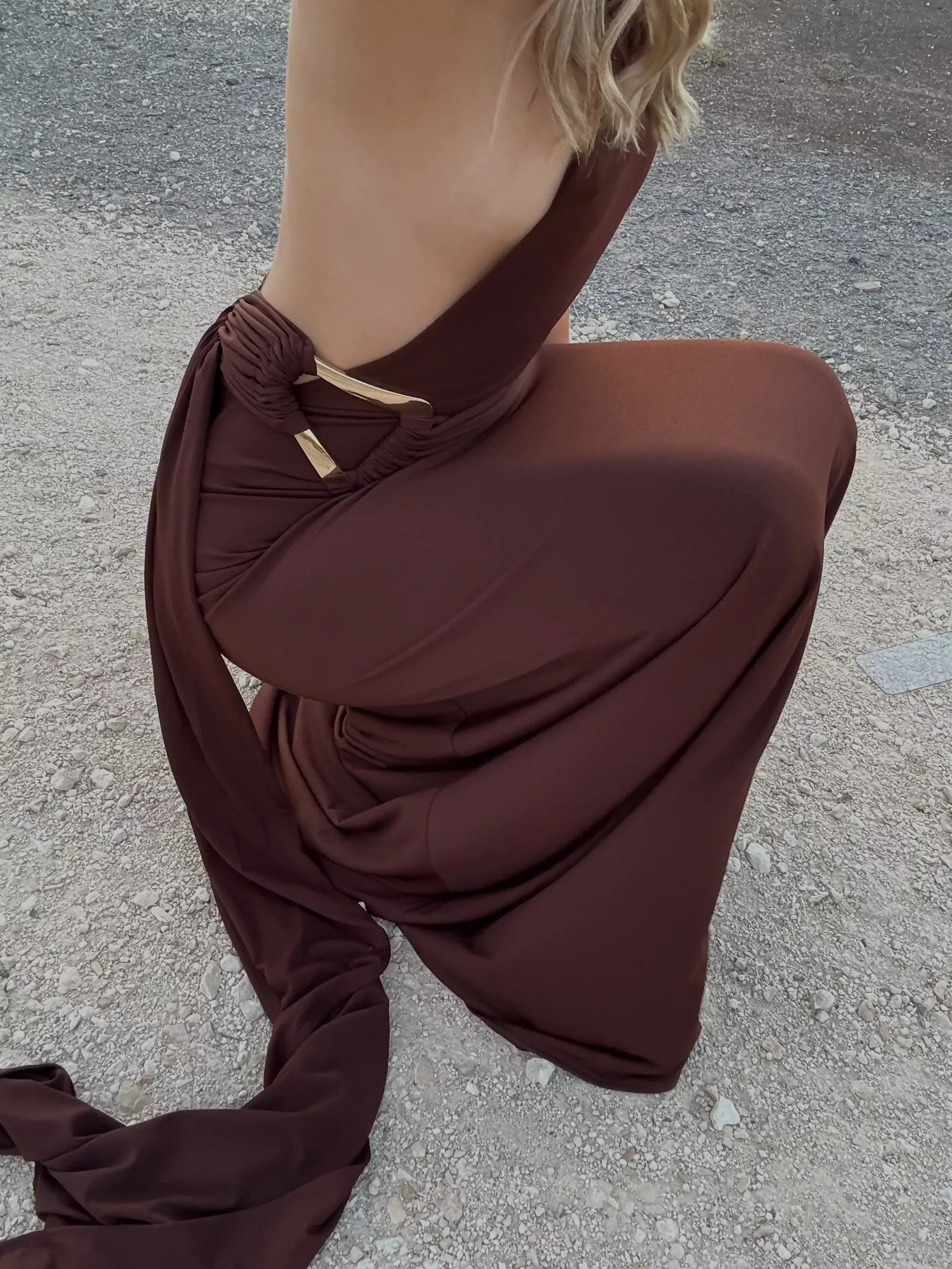 Ance Gria Gaia Gown Dress Chocolate Size XS