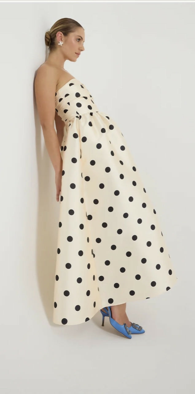 Dottie strapless midi polka dot dress Size 6