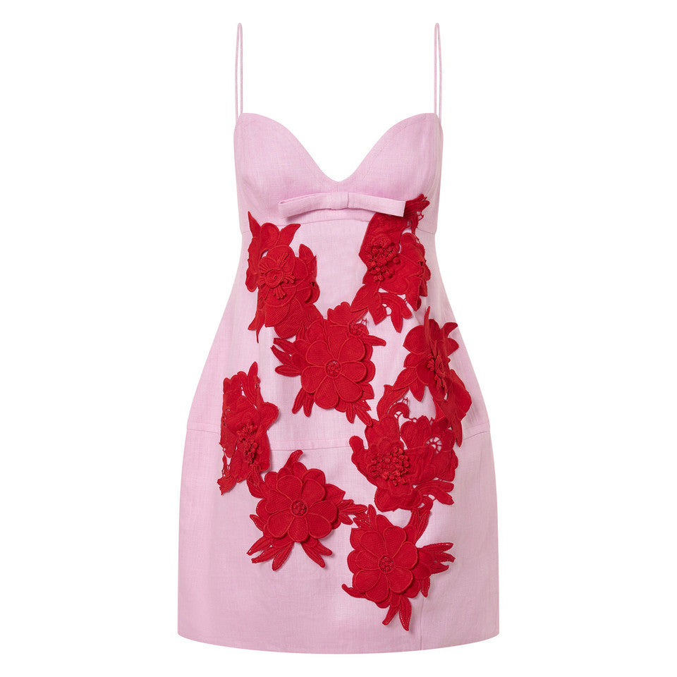 Oroton Contrast 3D Flower Mini Dress