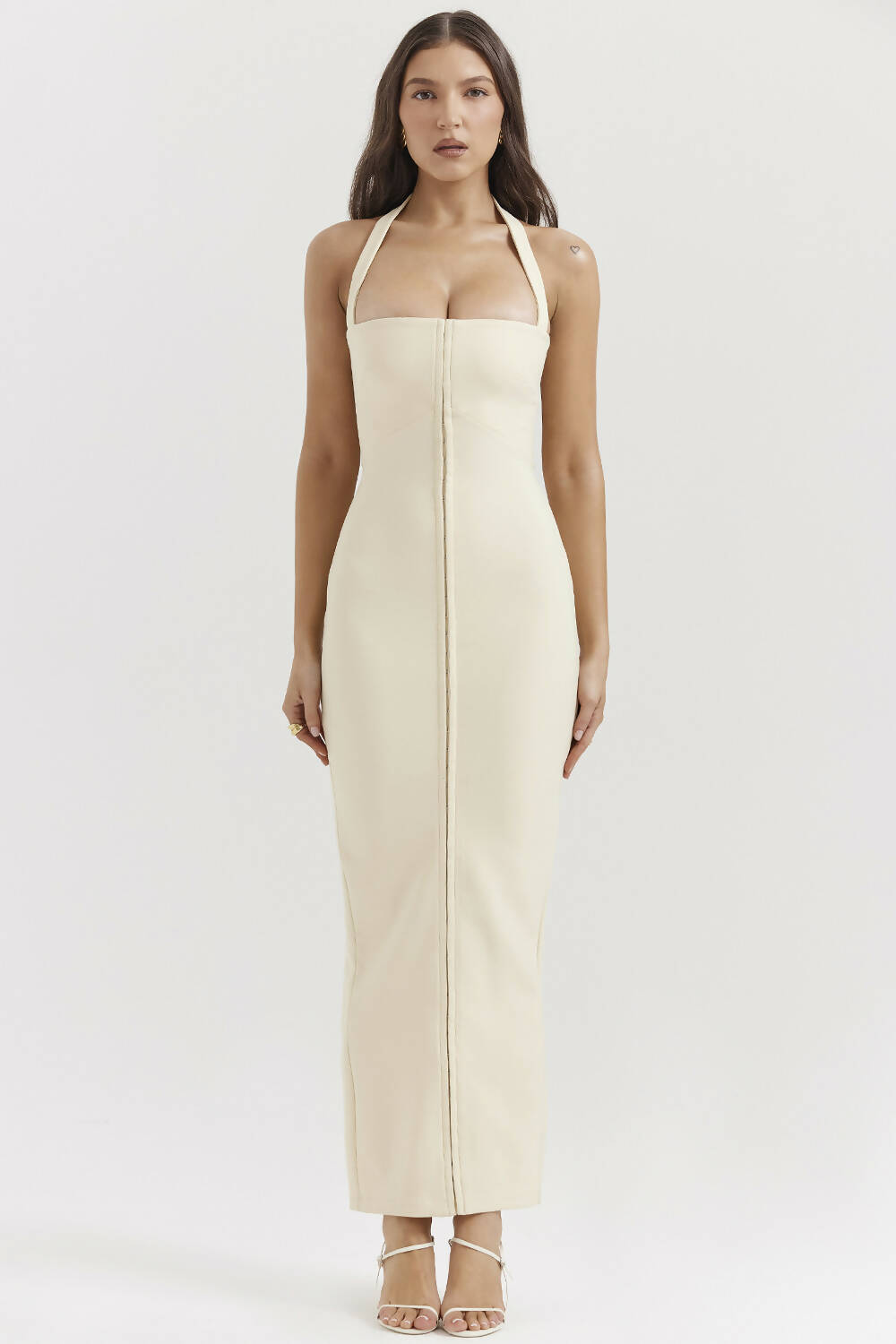 House of CB Mia Ecru Halter Maxi Dress